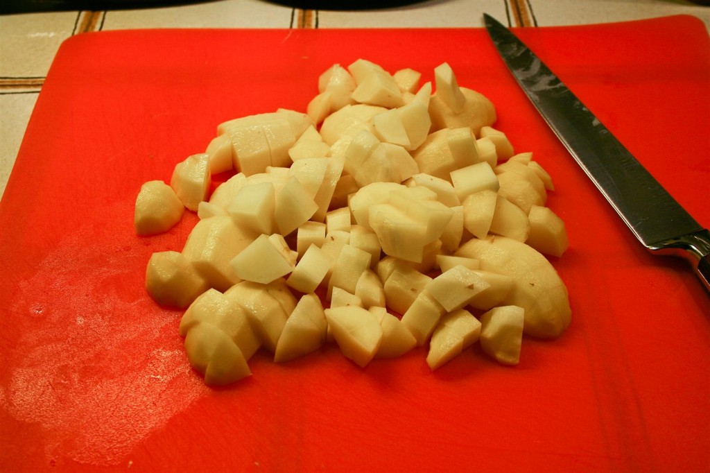 Dicing the potatoes