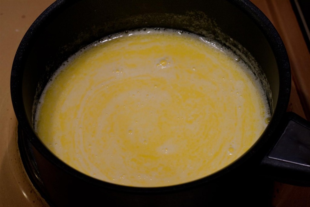 Melting butter with milk