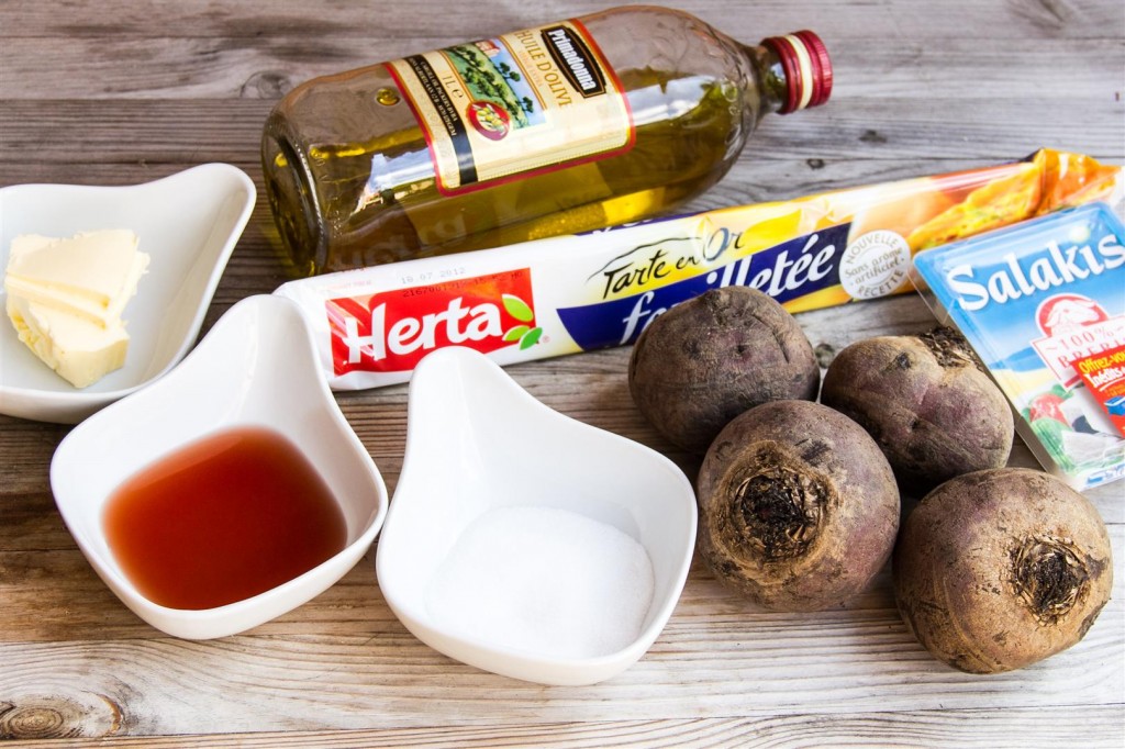 Beetroot and Feta Cheese Tarte Tatin ingredients