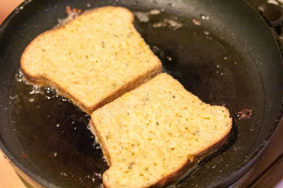 Frying the bread