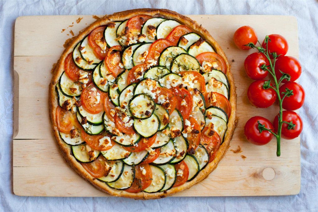 Courgette, Tomato and Feta Cheese Tart