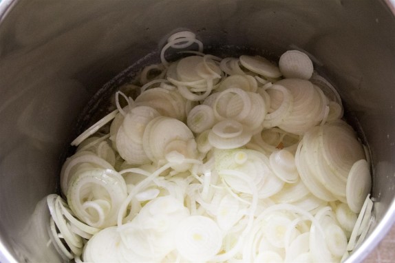 Starting to cook the onions