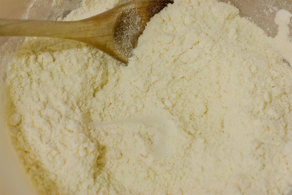 Mixing the flour and the butter