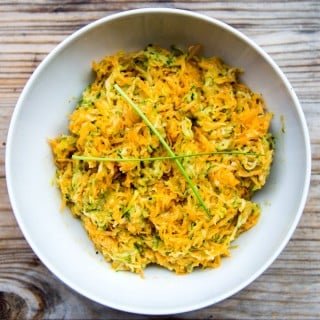 Raw Courgette and Carrot salad with Miso dressing